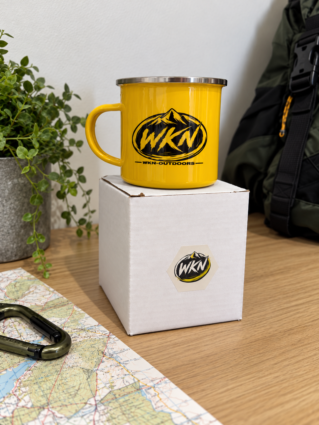 WKN Outdoors ROAM Enamel Camping Mug – Green / Yellow