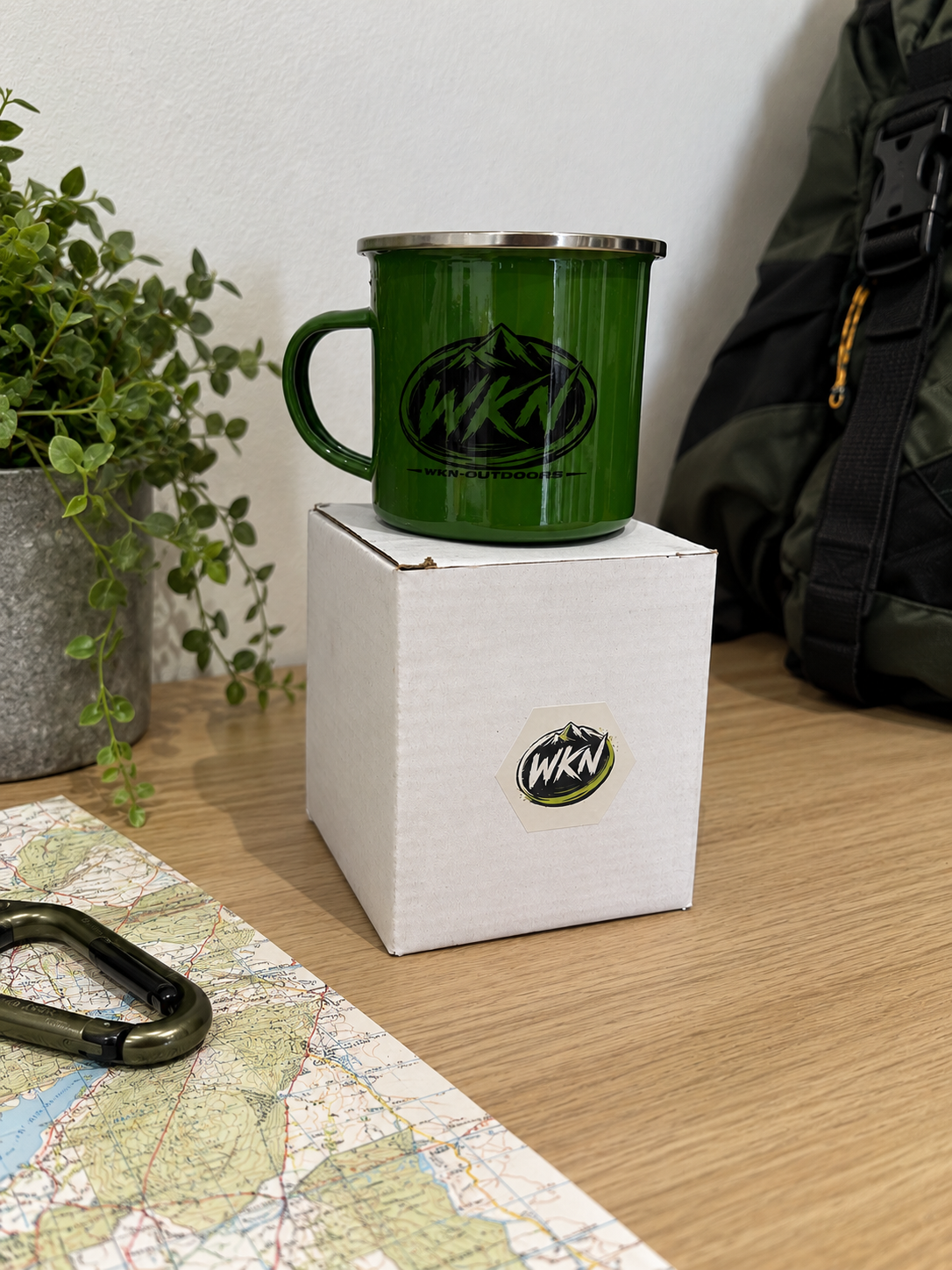 WKN Outdoors ROAM Enamel Camping Mug – Green / Yellow