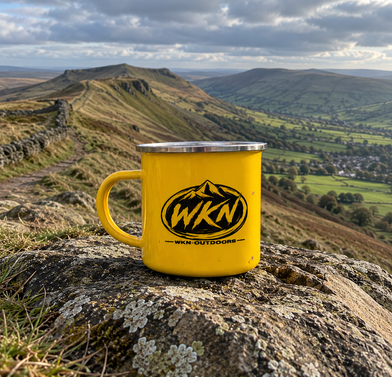 WKN Outdoors ROAM Enamel Camping Mug – Green / Yellow