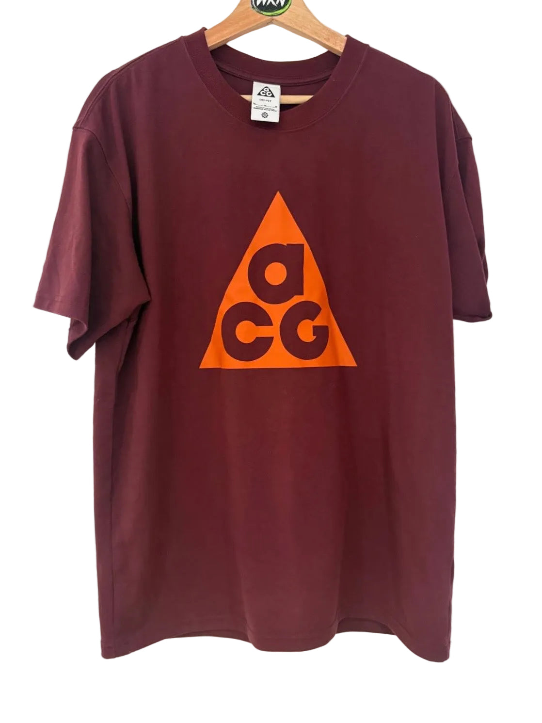 Nike ACG Dri-FIT Logo T-Shirt – Burgundy / Orange – Size medium(relaxed)