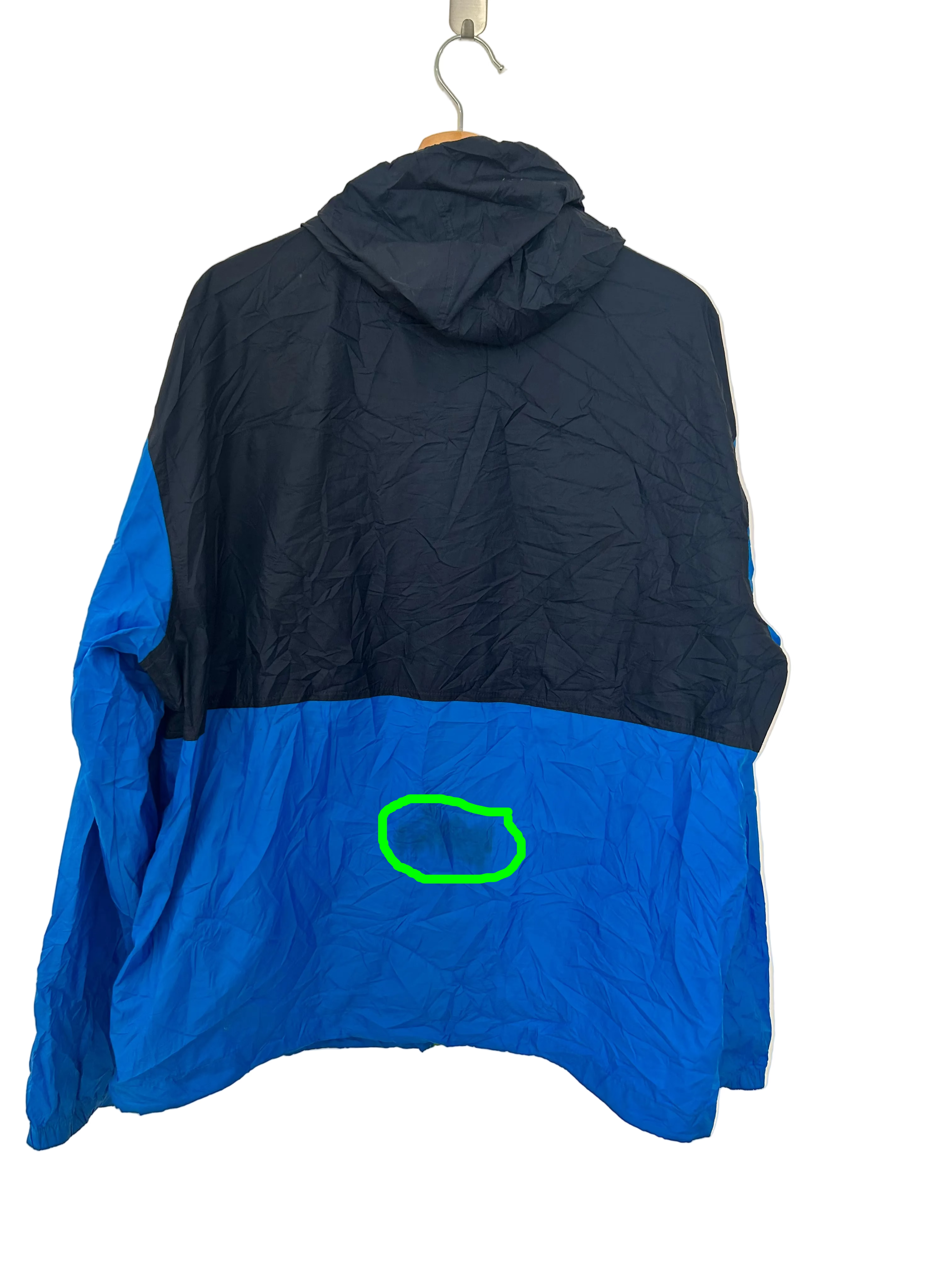 Vintage Columbia Packable Hooded Windbreaker – Blue / Black – XL