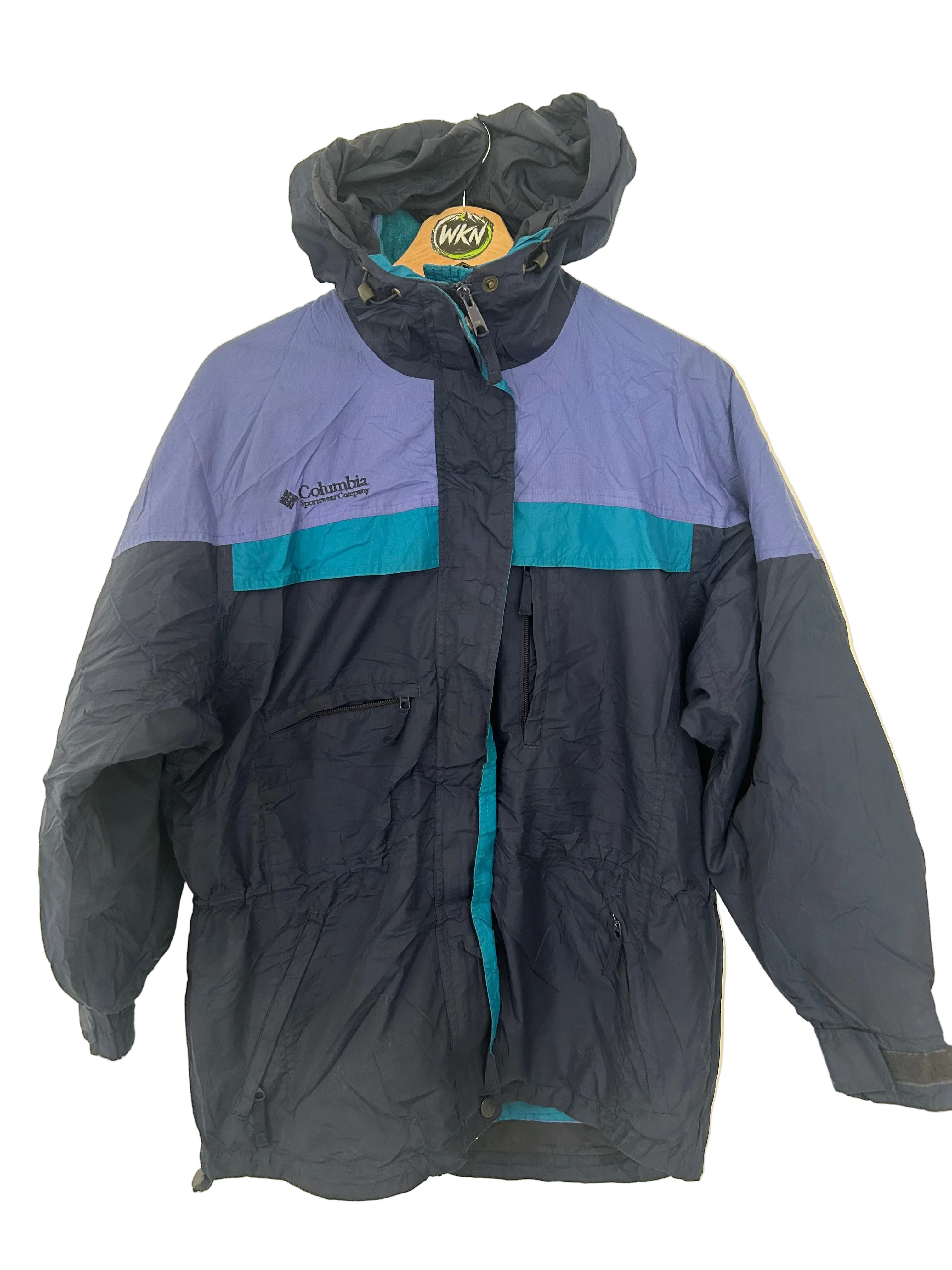 Columbia Waterproof Hooded Jacket – Navy/Teal/Purple – Womens-Size S