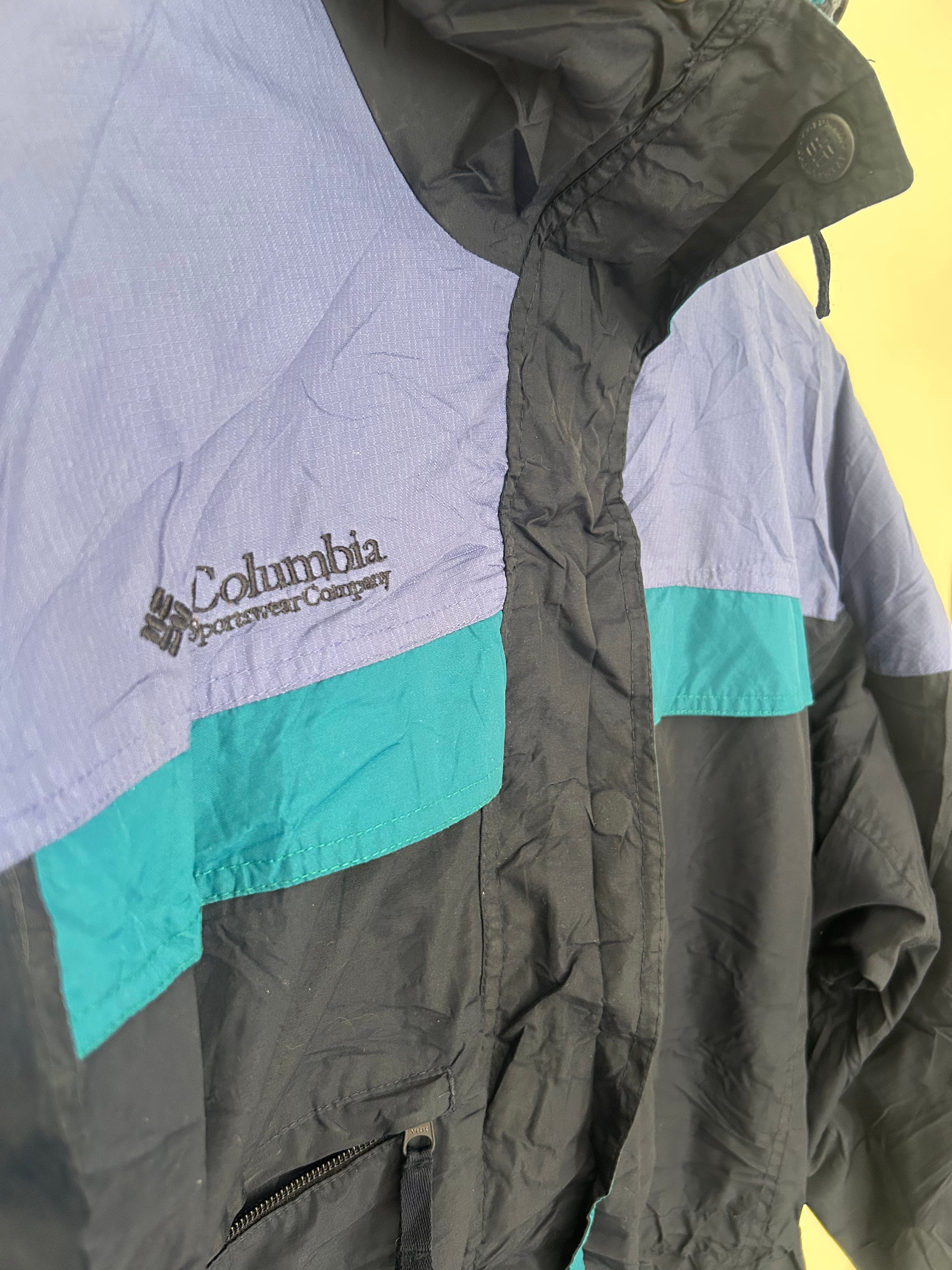 Columbia Waterproof Hooded Jacket – Navy/Teal/Purple – Womens-Size S