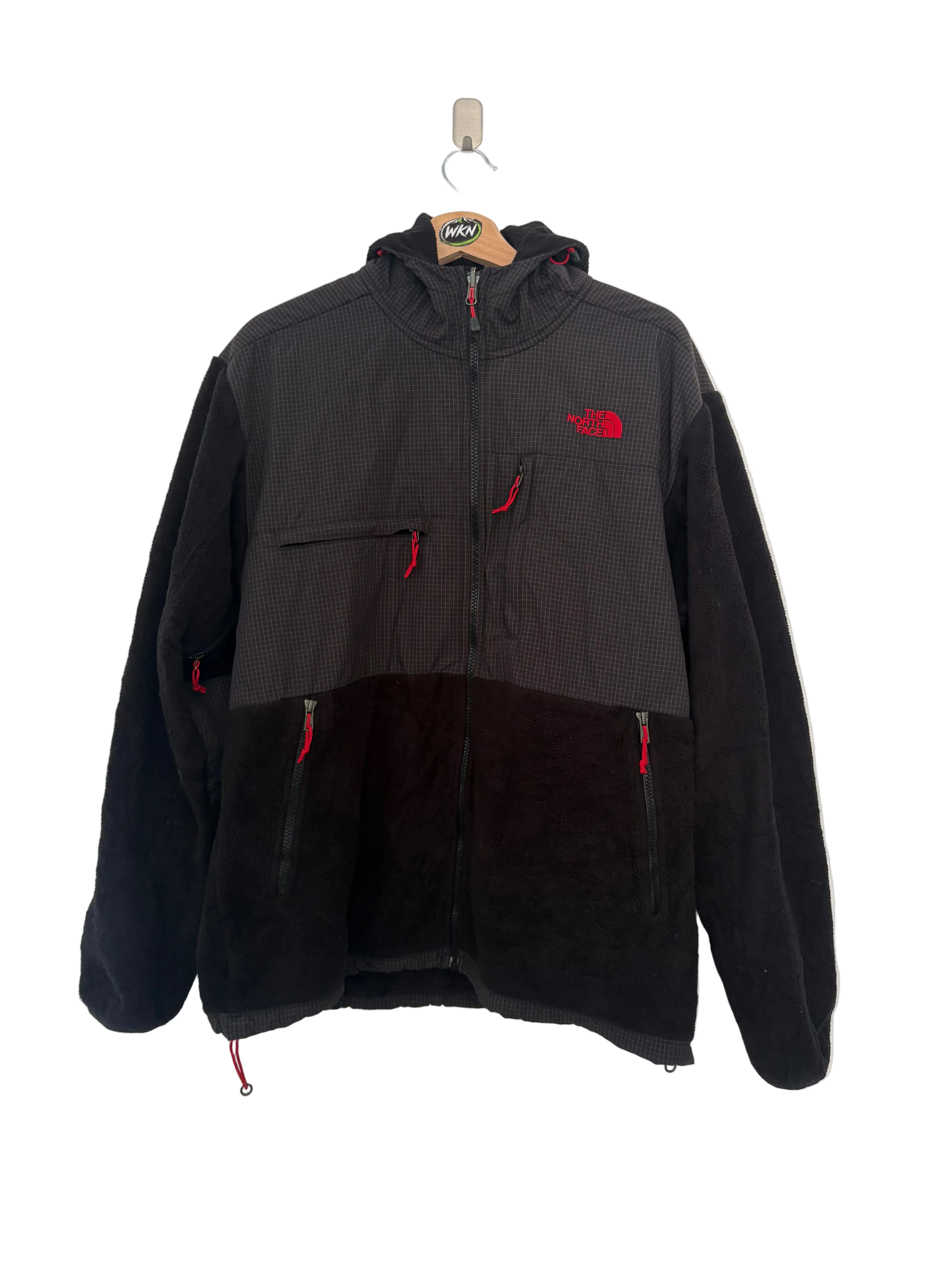 The North Face Hooded Technical Fleece Jacket – Black / Red – Men’s Large