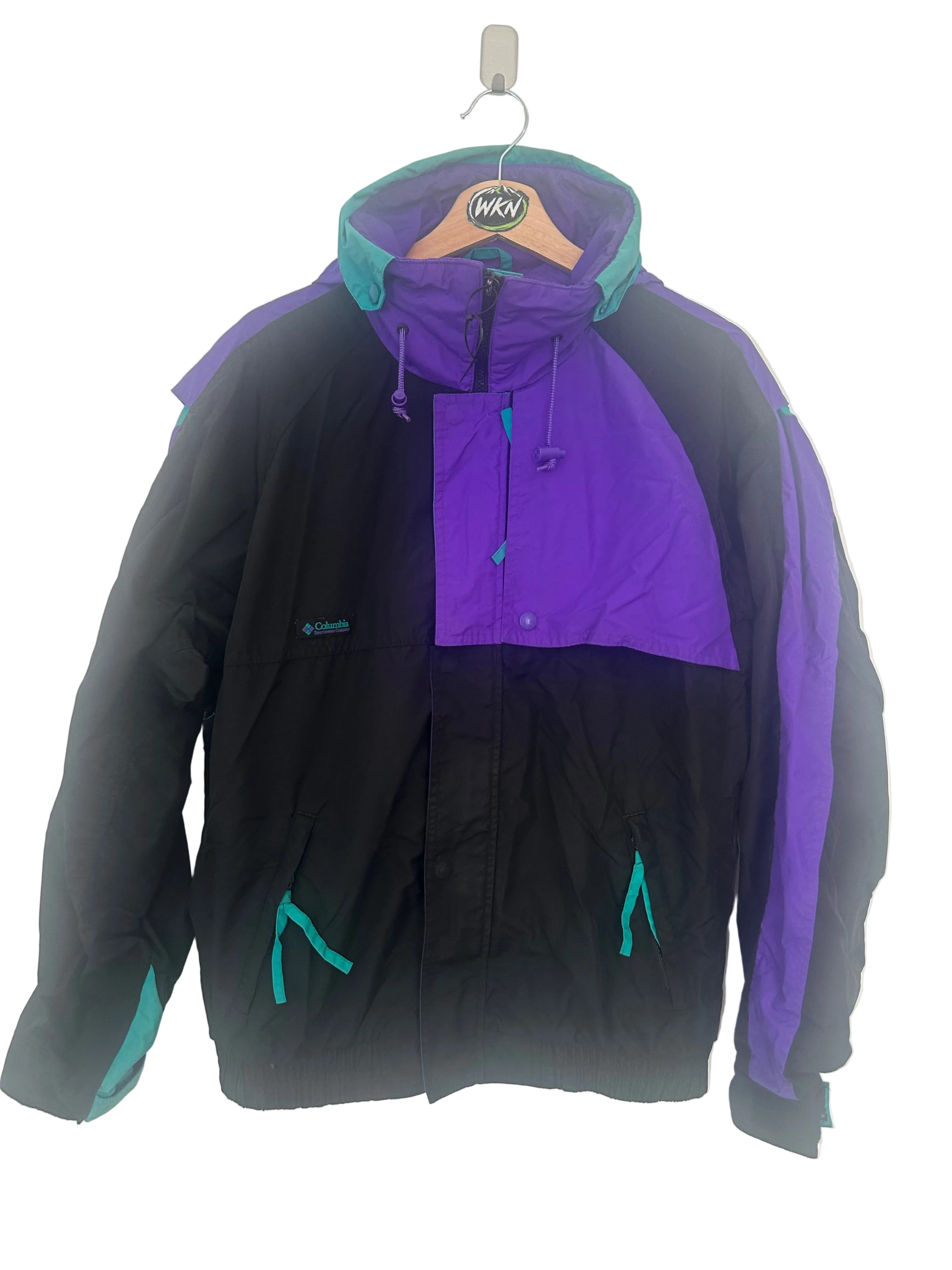 VINTAGE COLUMBIA CRITERION COLOUR BLOCK SKI JACKET – PURPLE / BLACK / TEAL