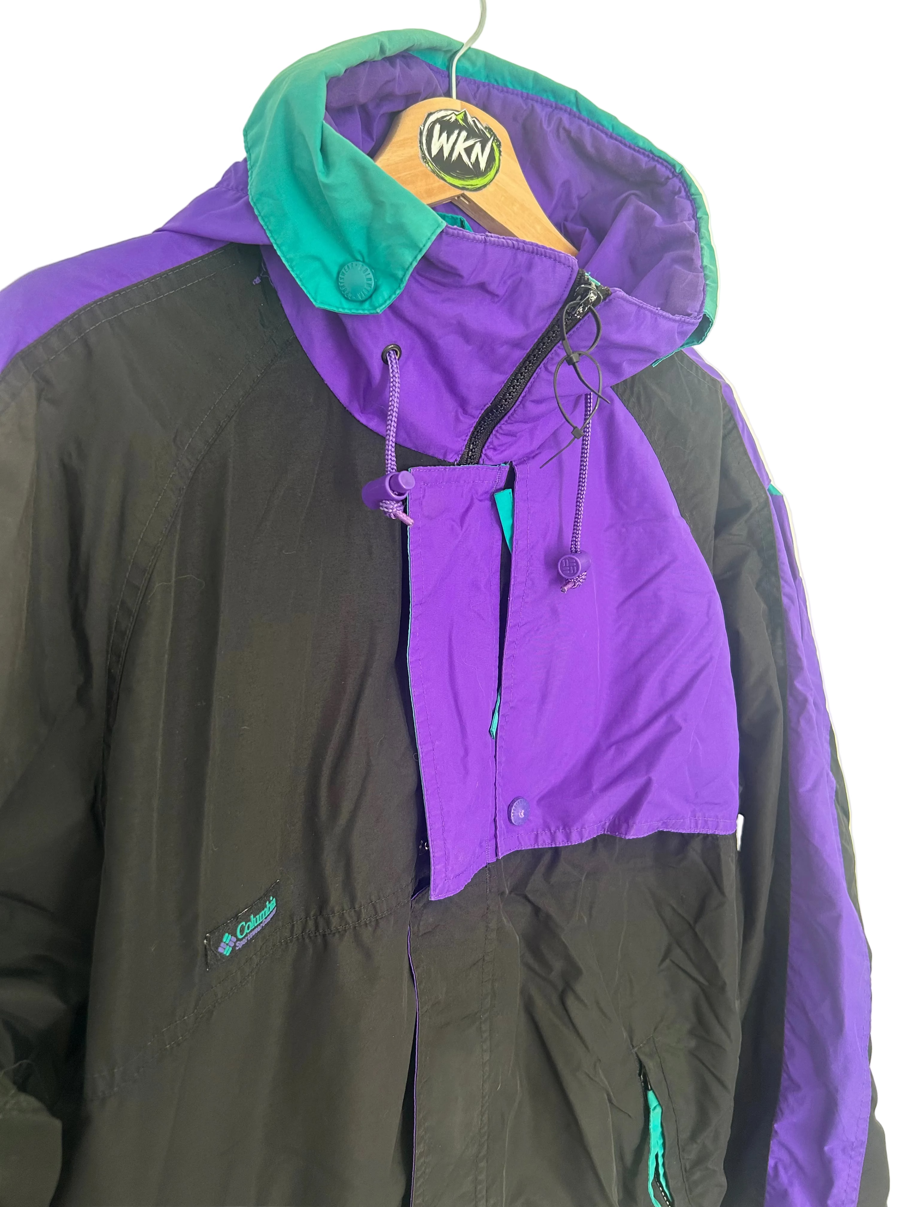VINTAGE COLUMBIA CRITERION COLOUR BLOCK SKI JACKET – PURPLE / BLACK / TEAL