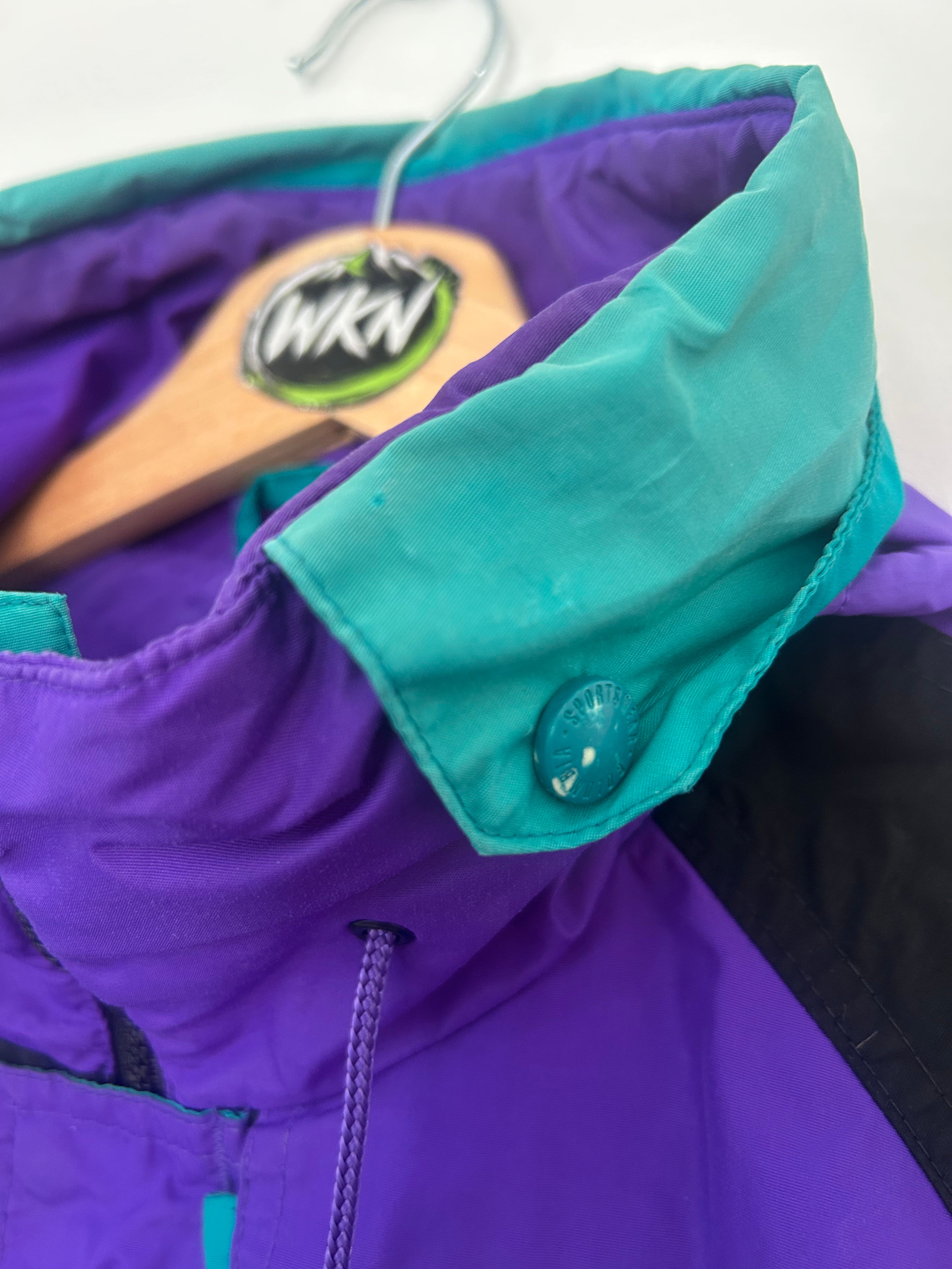 VINTAGE COLUMBIA CRITERION COLOUR BLOCK SKI JACKET – PURPLE / BLACK / TEAL