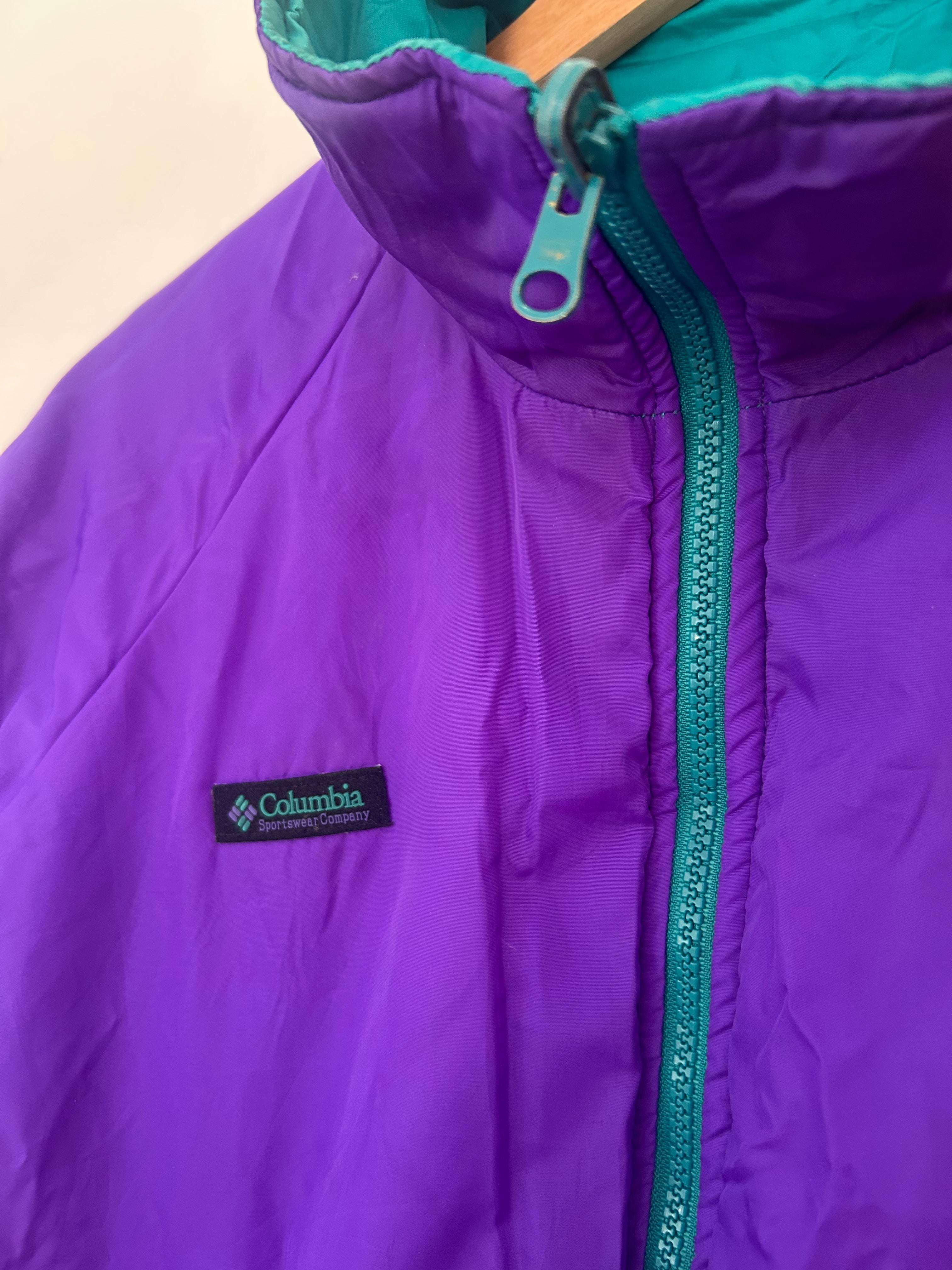 VINTAGE COLUMBIA REVERSIBLE PUFFER JACKET – PURPLE / TEAL -M-