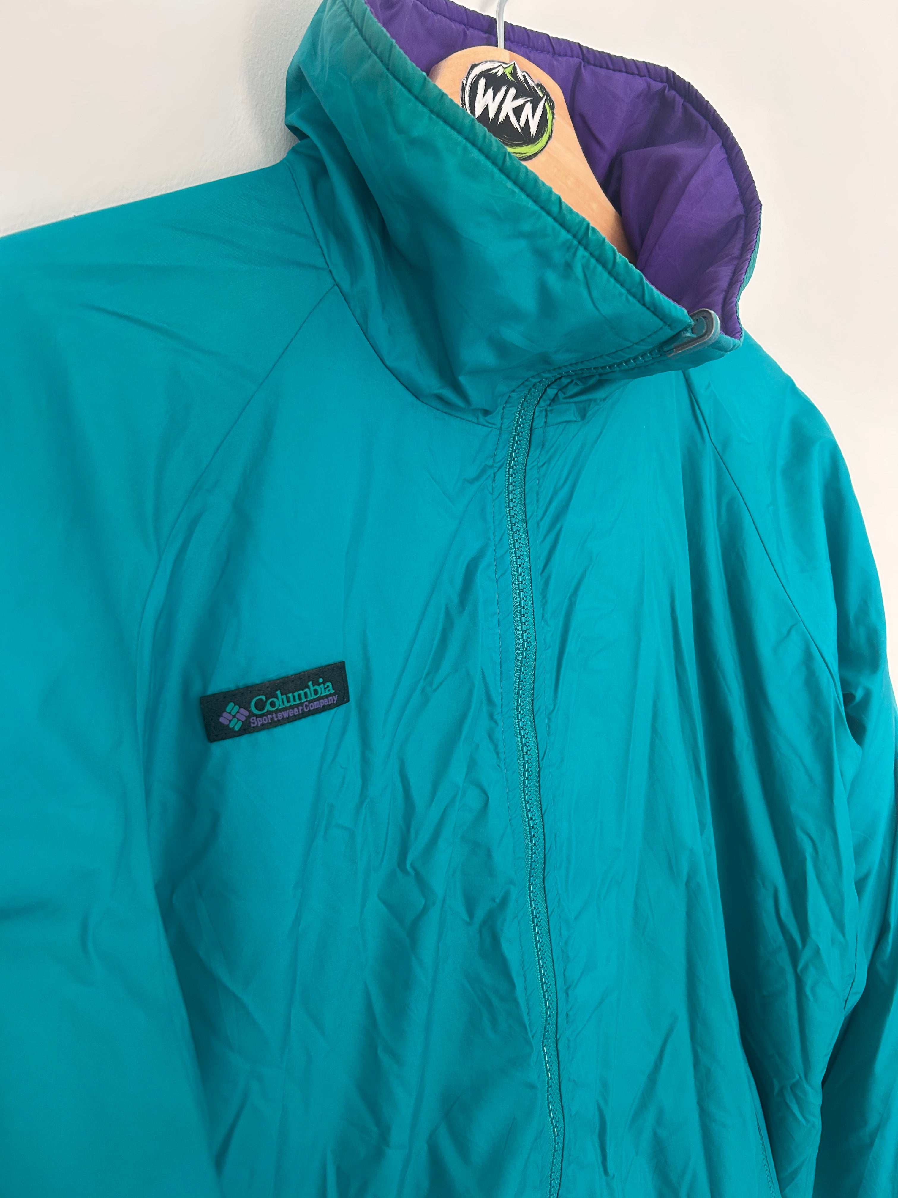 VINTAGE COLUMBIA REVERSIBLE PUFFER JACKET – PURPLE / TEAL -M-