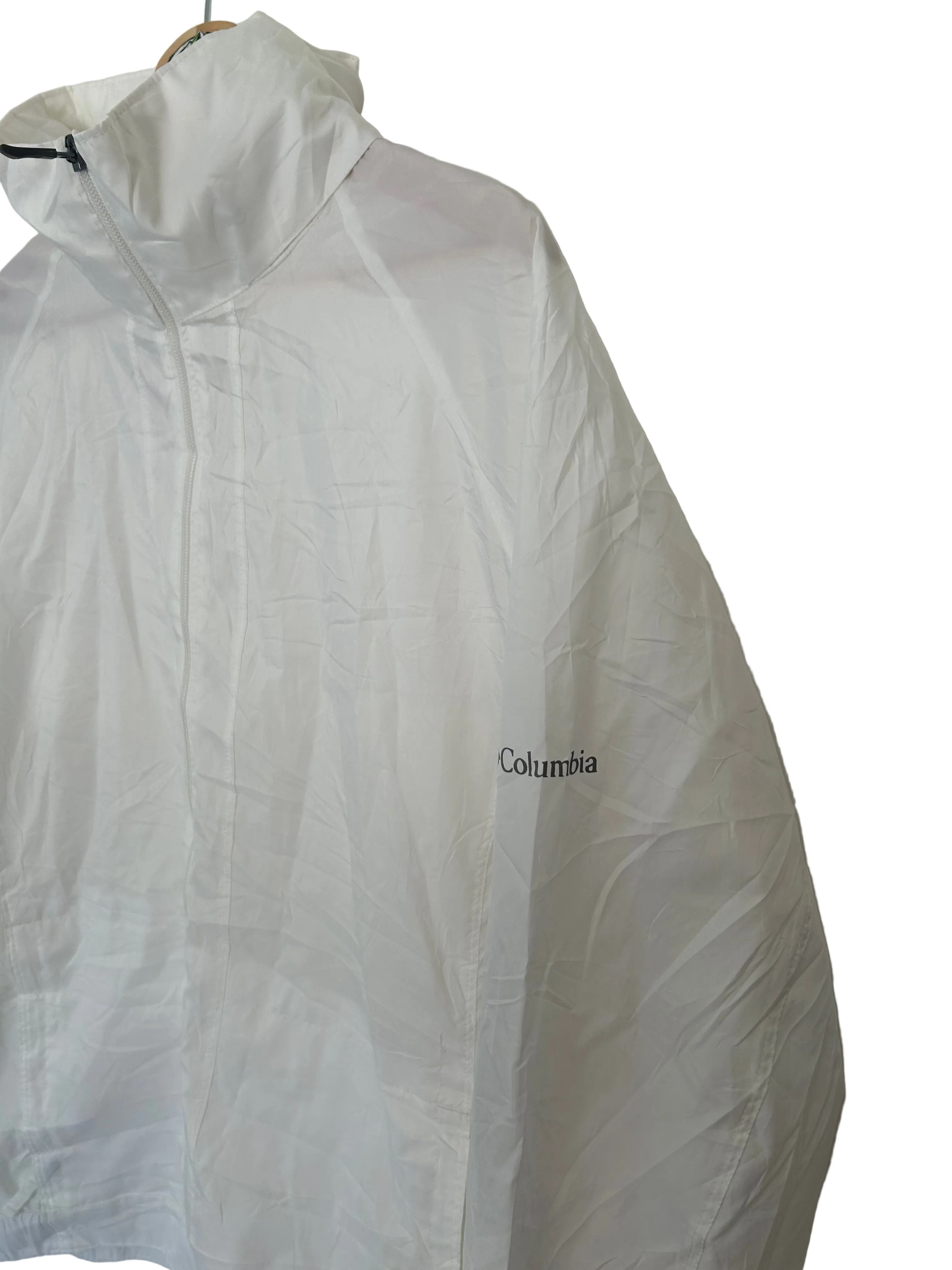 Columbia Lightweight Packable Hooded Windbreaker – White – 1X XL – Grade A