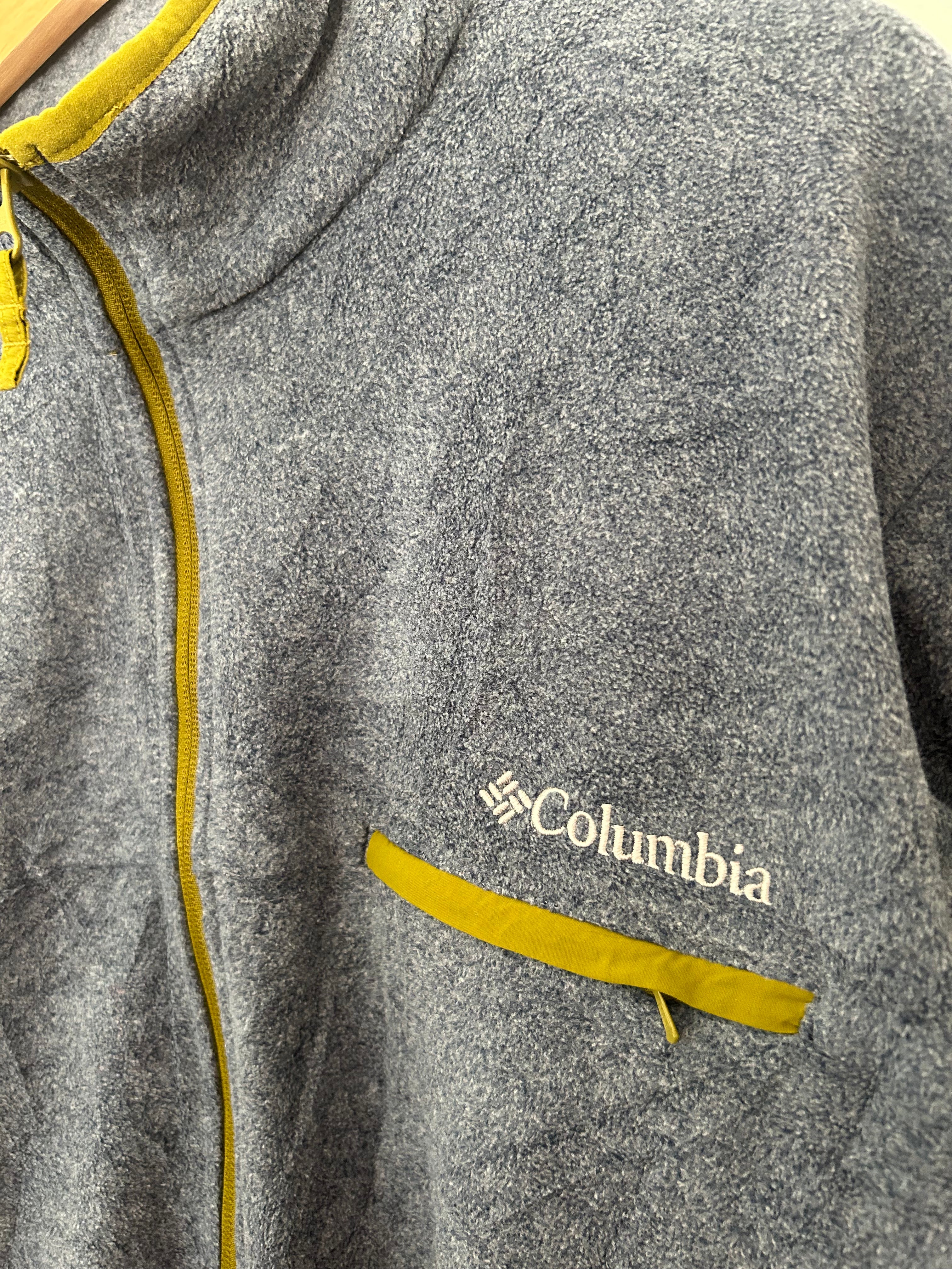 Columbia Full-Zip Fleece Jacket – Grey / Olive – Men’s XL