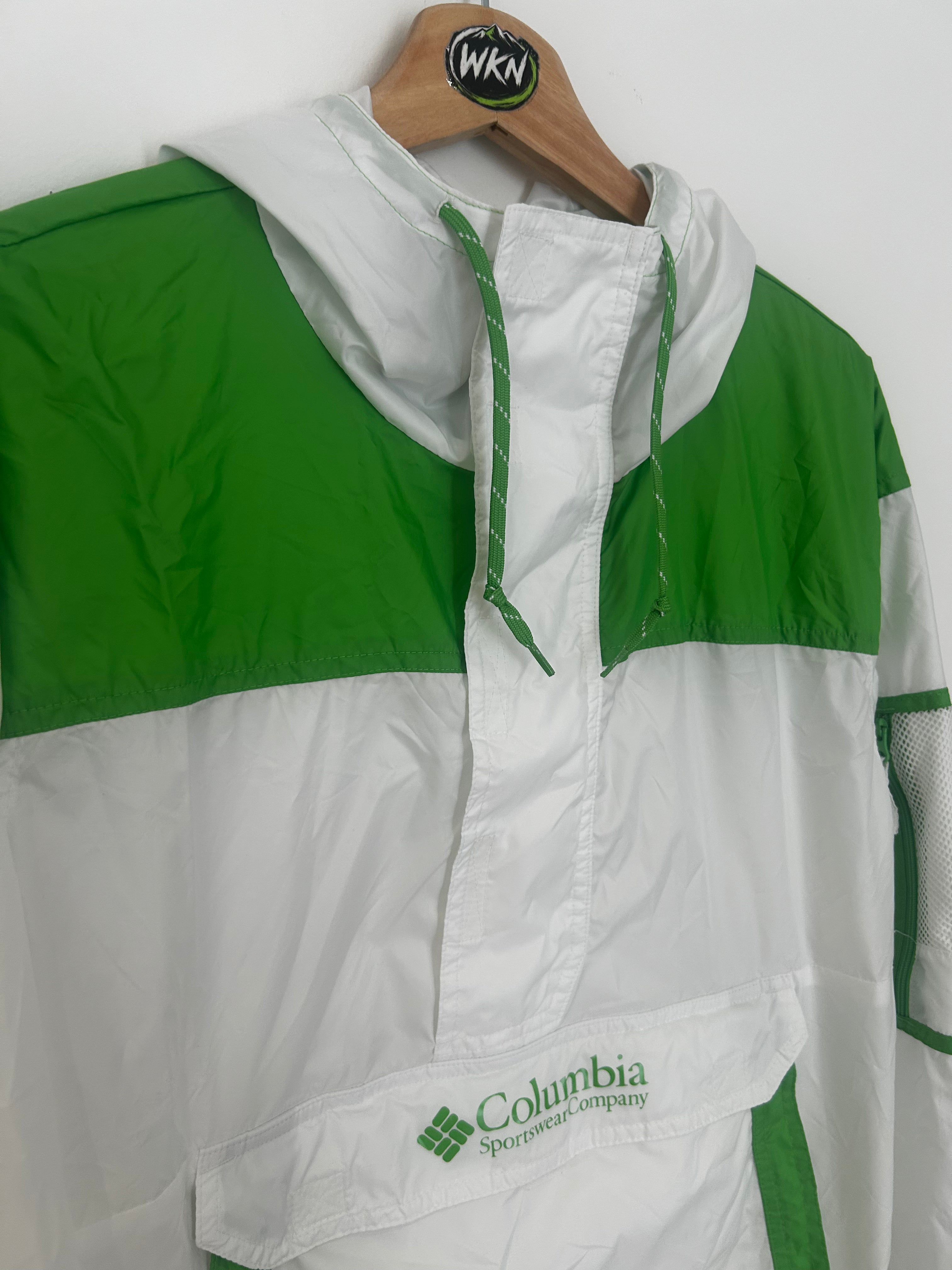 Columbia Sportswear Packable Anorak Windbreaker – White / Green – Size M