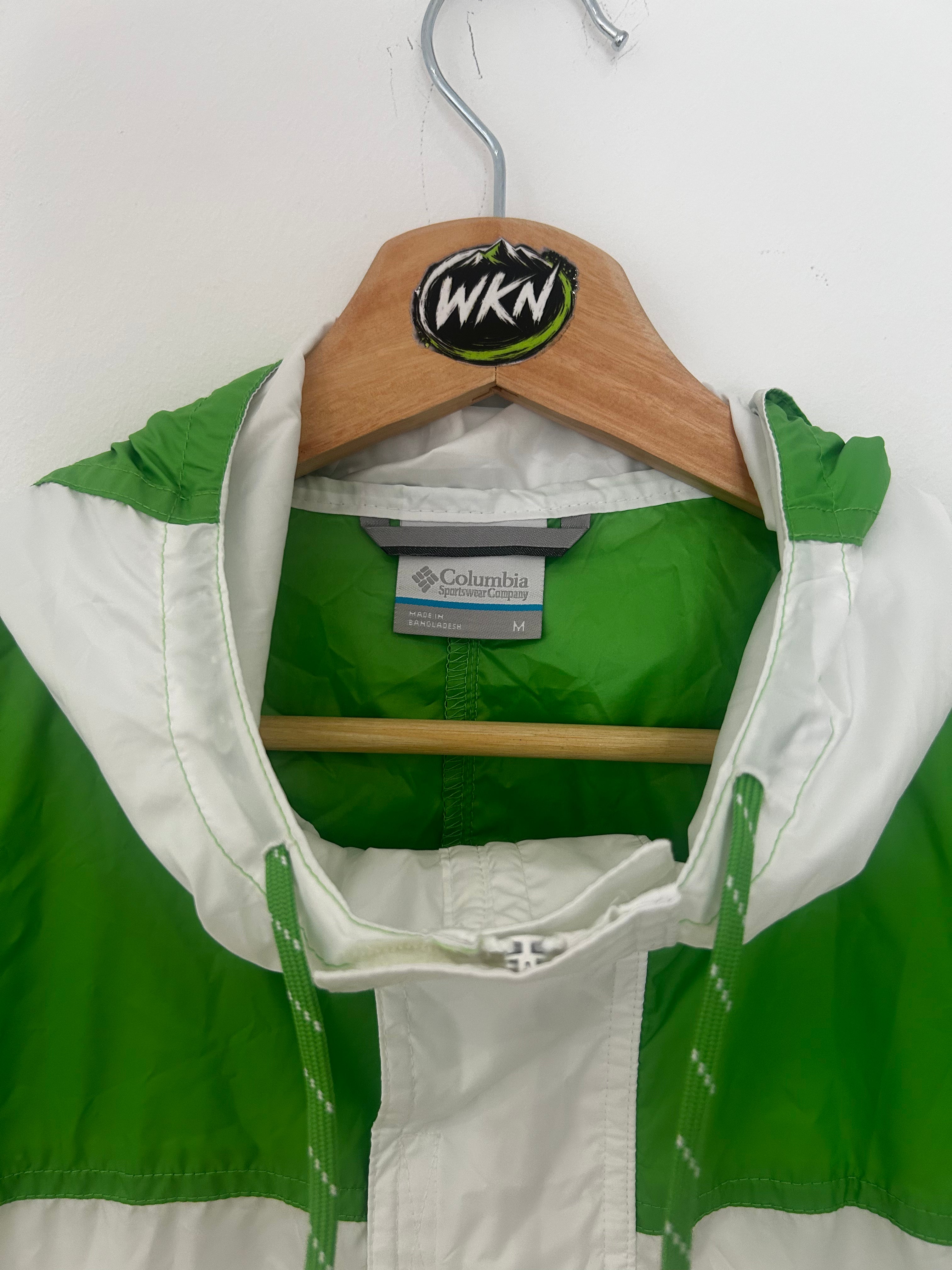 Columbia Sportswear Packable Anorak Windbreaker – White / Green – Size M