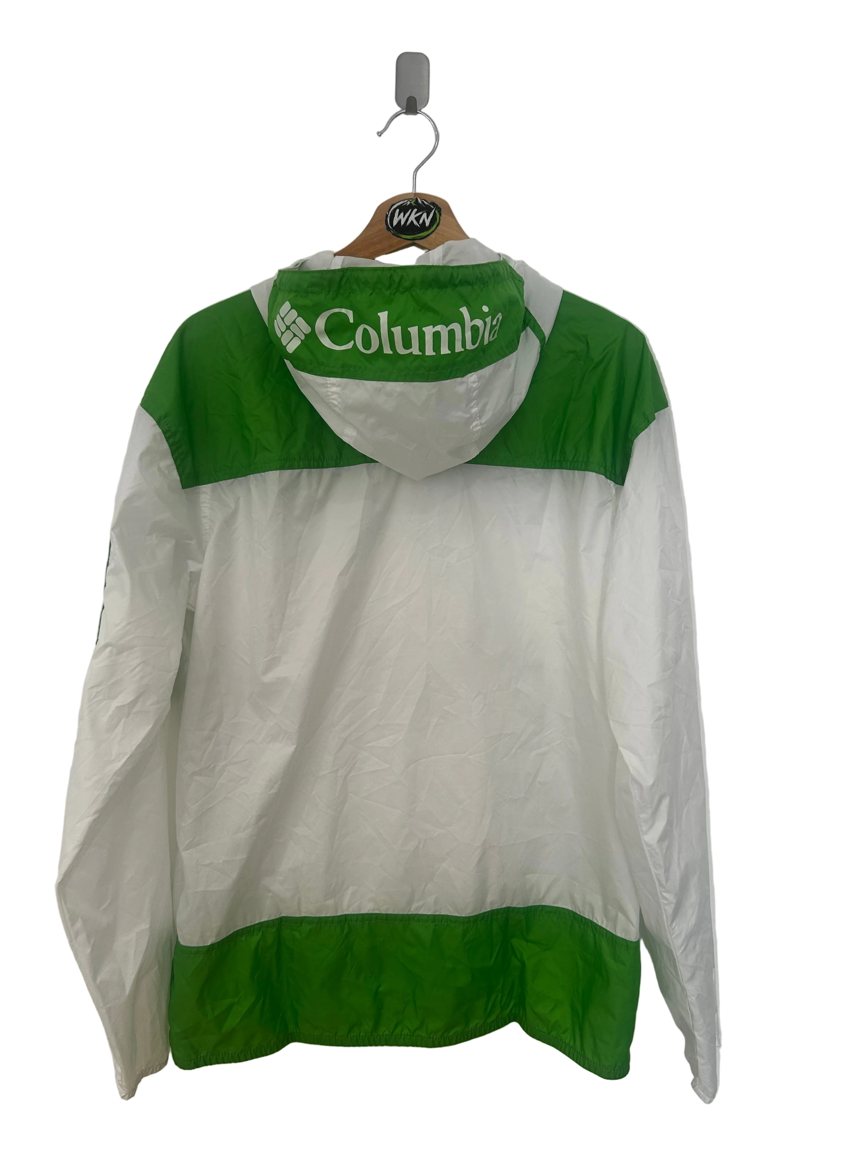 Columbia Sportswear Packable Anorak Windbreaker – White / Green – Size M