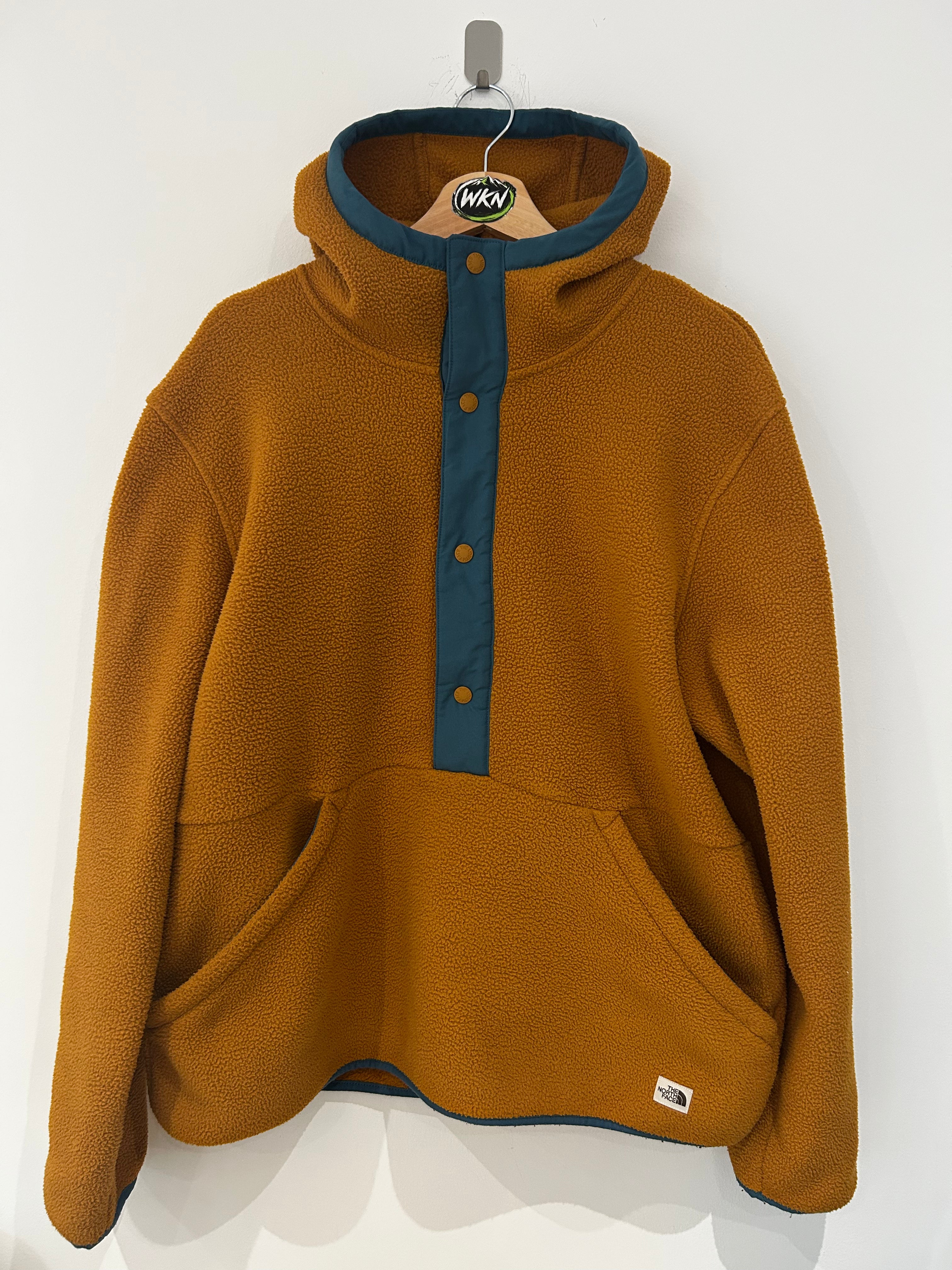 The North Face Hooded Fleece Pullover – Mustard Yellow / Blue – Men’s Large