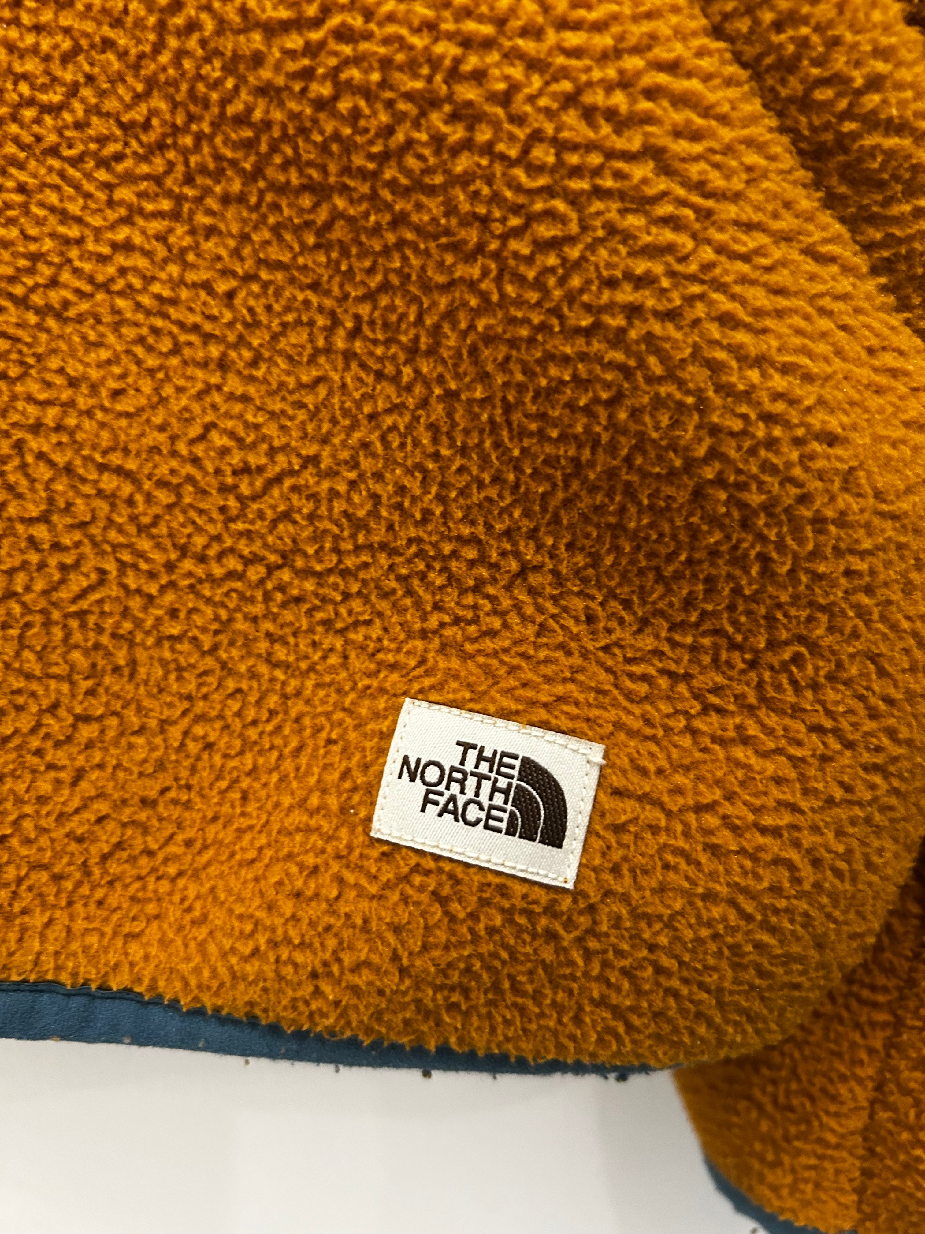 The North Face Hooded Fleece Pullover – Mustard Yellow / Blue – Men’s Large