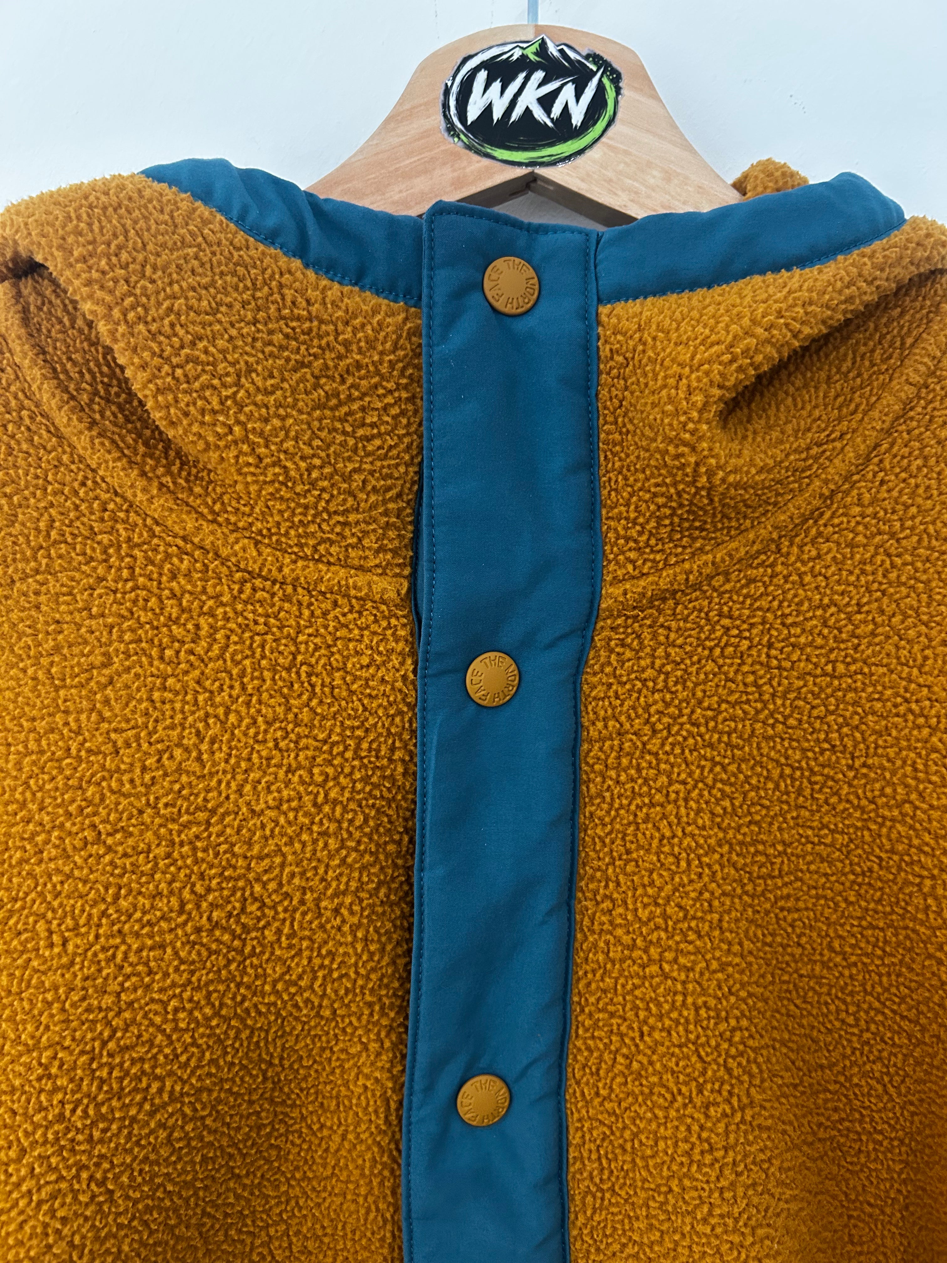 The North Face Hooded Fleece Pullover – Mustard Yellow / Blue – Men’s Large