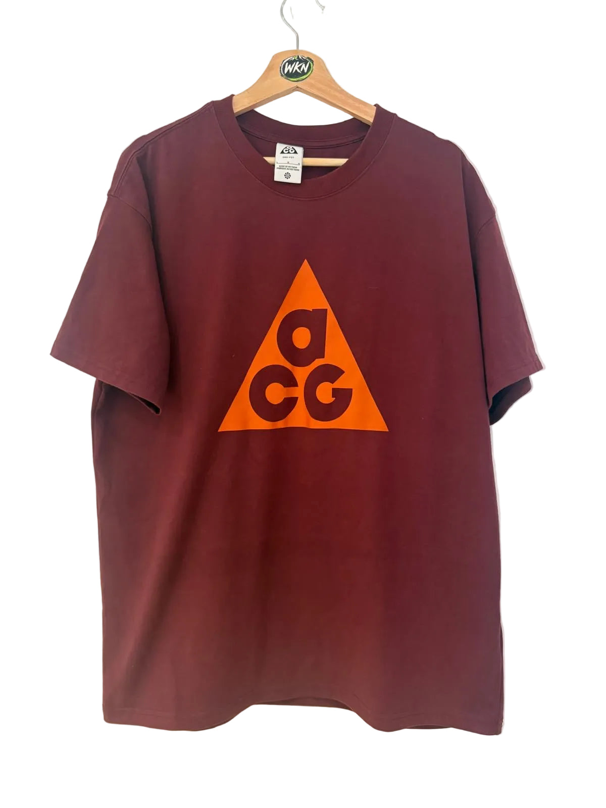 Nike ACG Dri-FIT Logo T-Shirt – Burgundy / Orange – Size Large(relaxed)